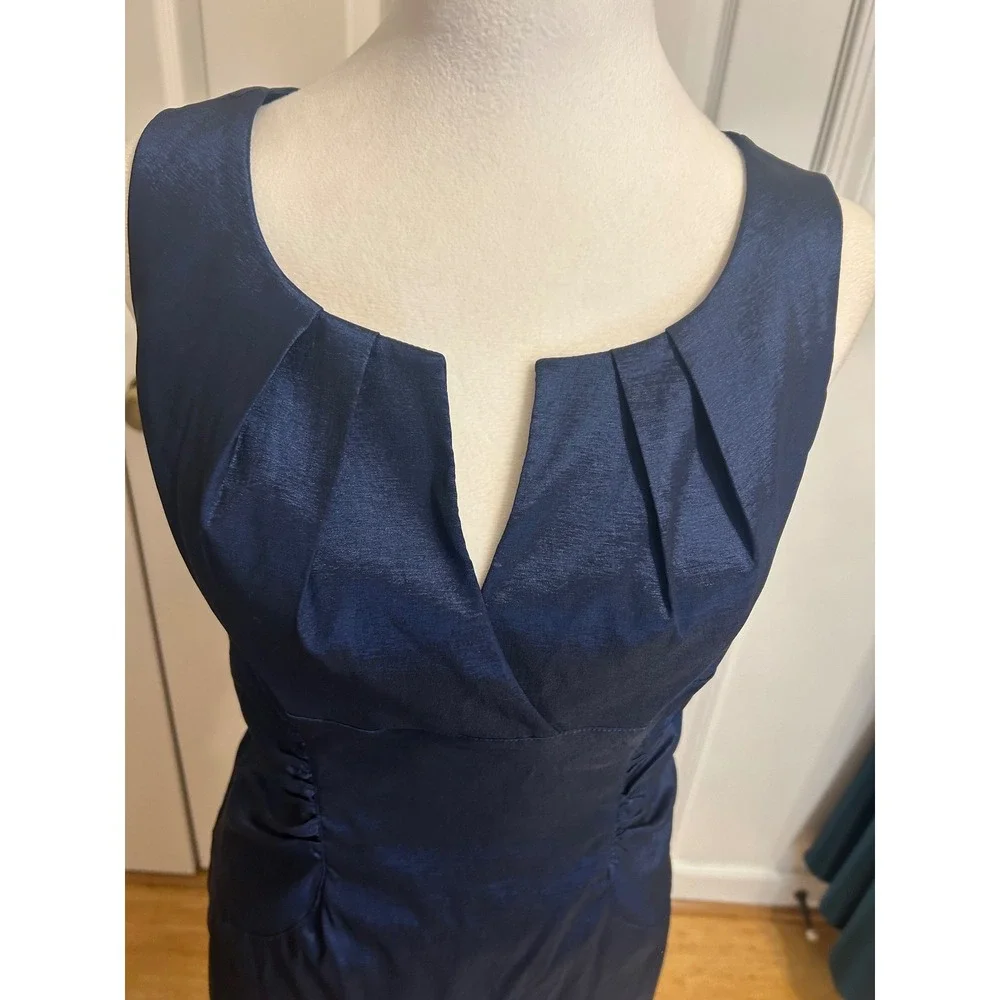 Adrianna Papell navy blue satin sz 8 glam event‎ wedding guest dress MOB party